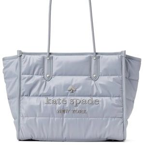 MAKE AN OFFER NWT New Kate Spade Ella Puffy Extra Large Tote Nylon Brushed Steel